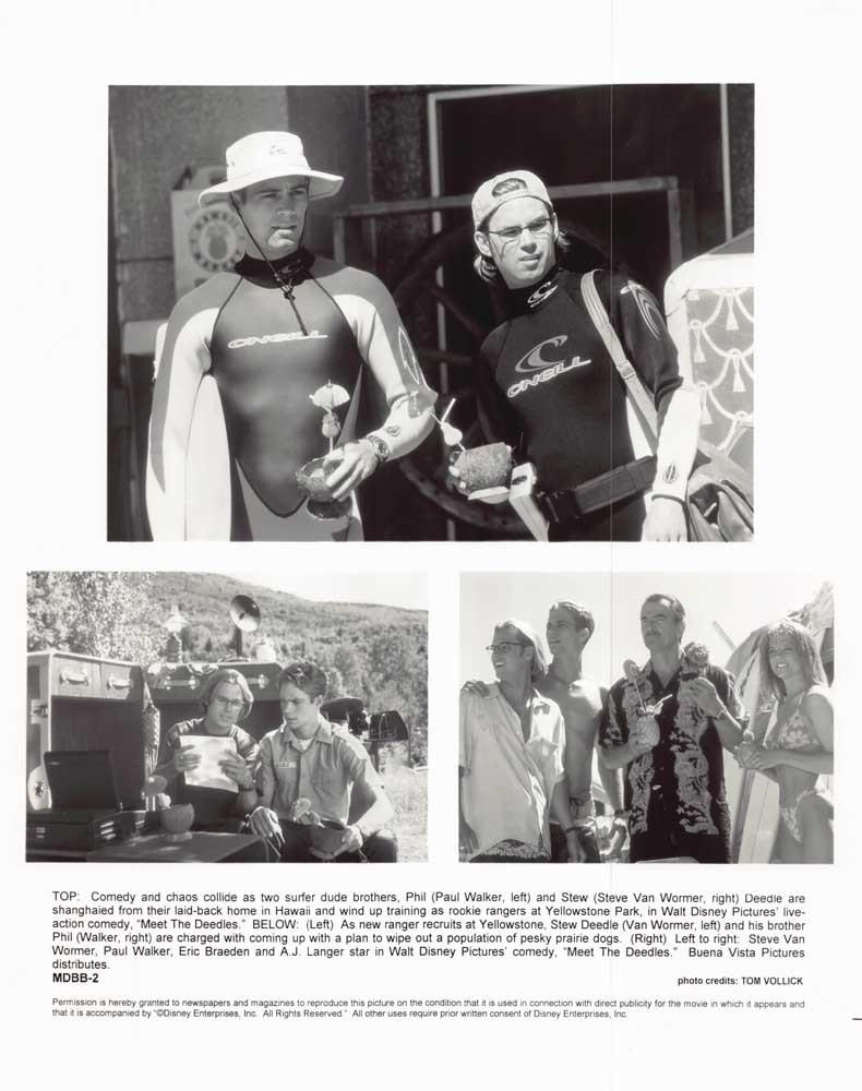 Paul Walker MEET THE DEEDLES Steve Van Wormer original 8x10 press photo 1998