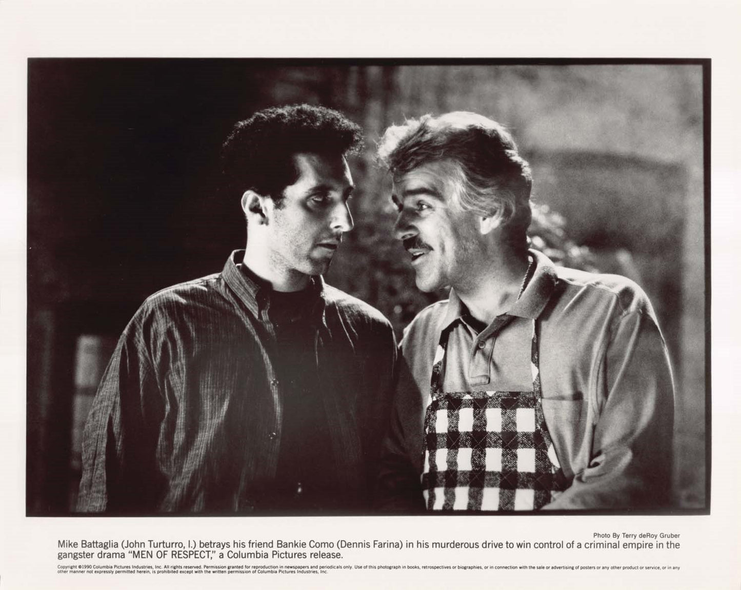 John Turturro MEN OF RESPECT Dennis Farina 1990 original 8x10 press photo