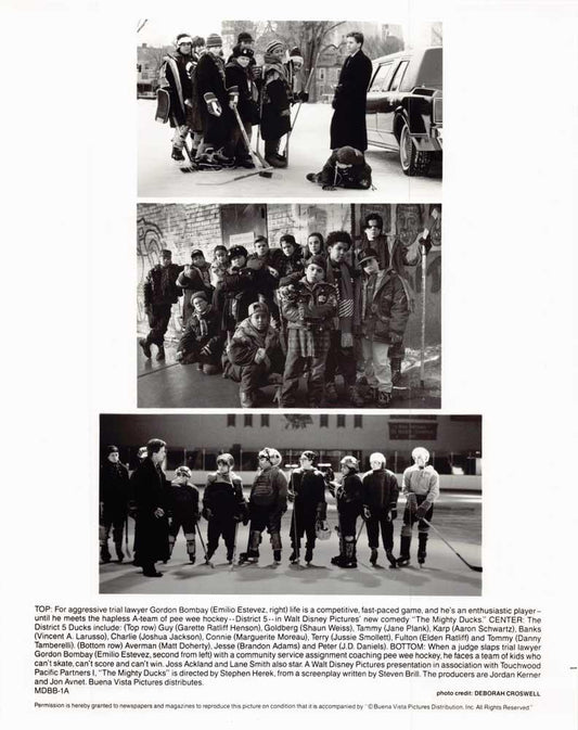 Emilio Estevez MIGHTY DUCKS Joshua Jackson original 8x10 press photo 1992