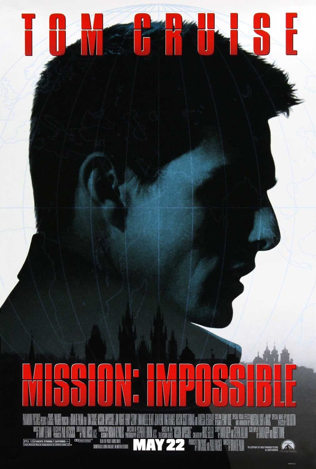 1996 Tom Cruise MISSION IMPOSSIBLE De Palma original DS movie poster 27x40