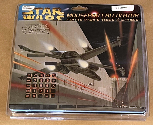 1997 STAR WARS Mousepad Calculator Ralph McQuarrie X-Wing Death Star trench art