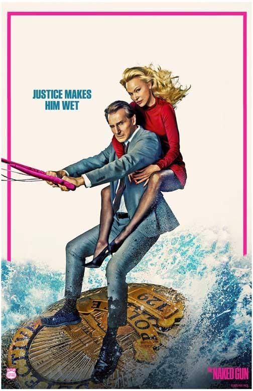 Liam Neeson NAKED GUN Pamela Anderson skiing poster 11x17