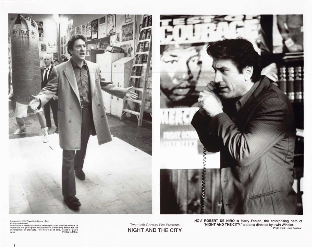 Robert De Niro NIGHT AND THE CITY original 10x8 press photo 1992