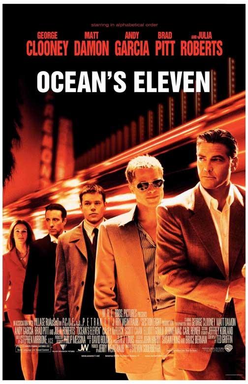 George Clooney OCEAN'S ELEVEN Brad Pitt Julia Roberts movie poster 11x17