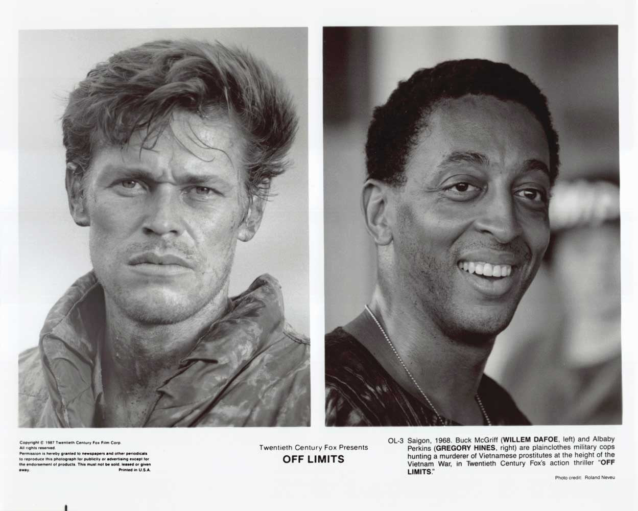 Willem Dafoe Gregory Hines OFF LIMITS original 8x10 press photo 1987