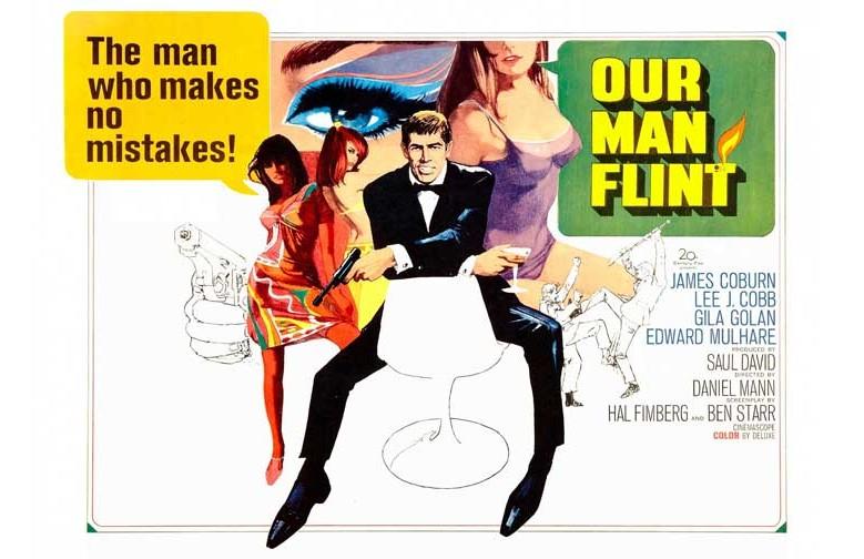 James Coburn OUR MAN FLINT Lee J. Cobb movie poster 17x11