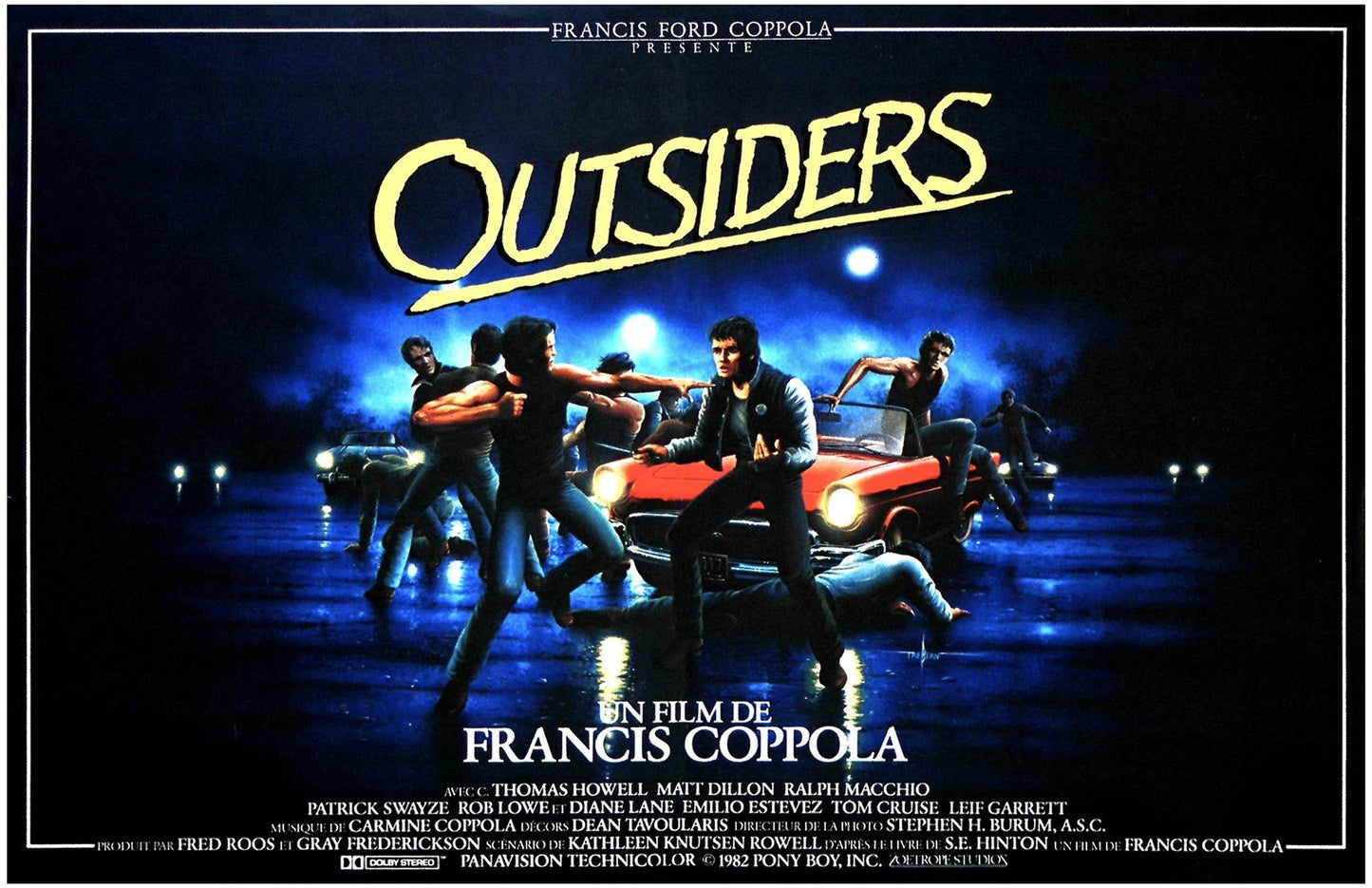 C. Thomas Howell OUTSIDERS Tom Cruise Patrick Swayze int'l movie poster 17x11