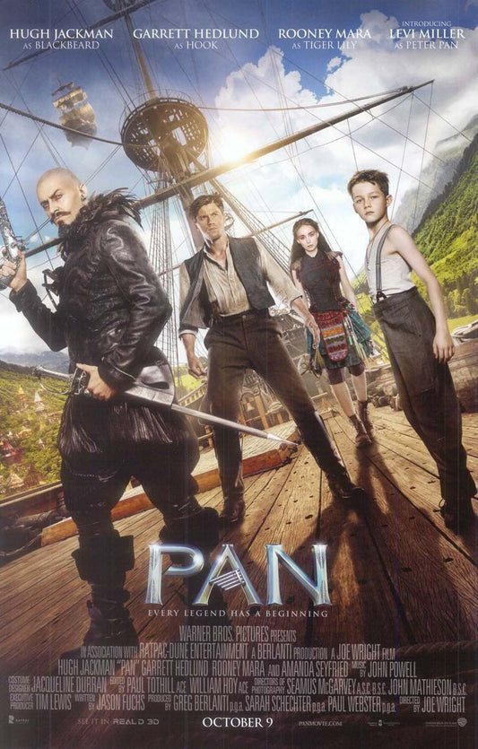 Hugh Jackman PAN Garrett Hedlund original studio movie poster 11x17