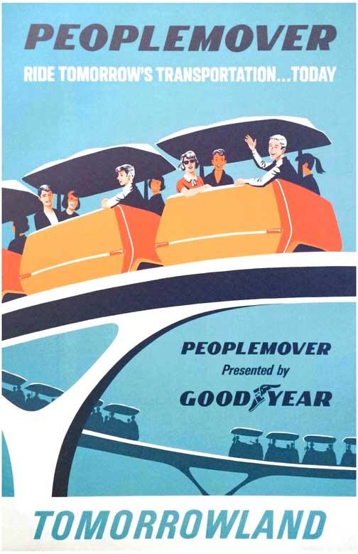 Disneyland PEOPLEMOVER Tomorrowland retro park poster 11x17