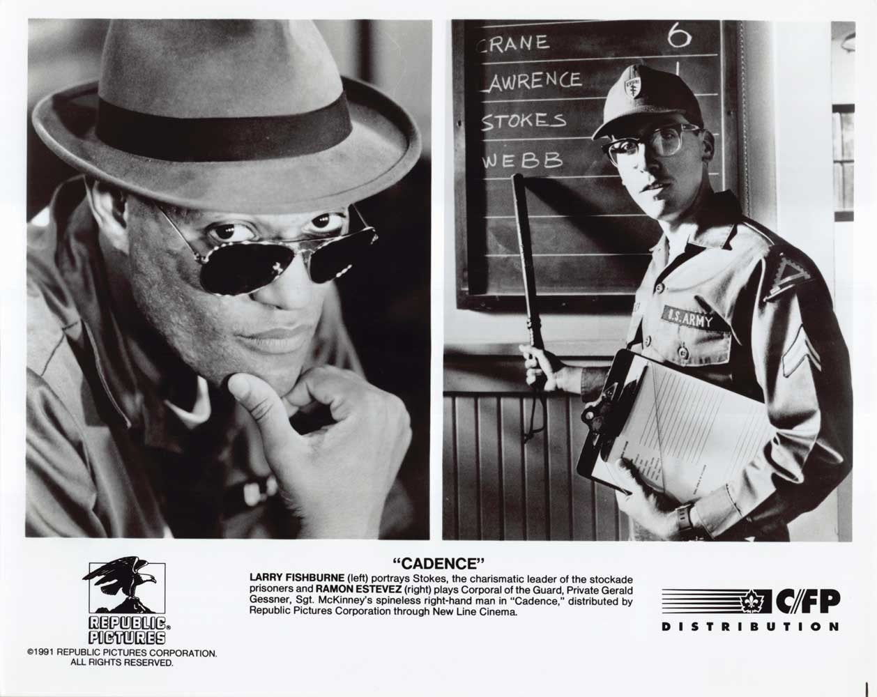 Lawrence Fishburne CADENCE Ramon Estevez original 8x10 press photo 1991