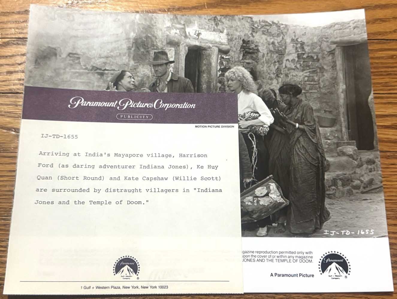 Harrison Ford INDIANA JONES TEMPLE OF DOOM trio original 8x10 press photo 1984