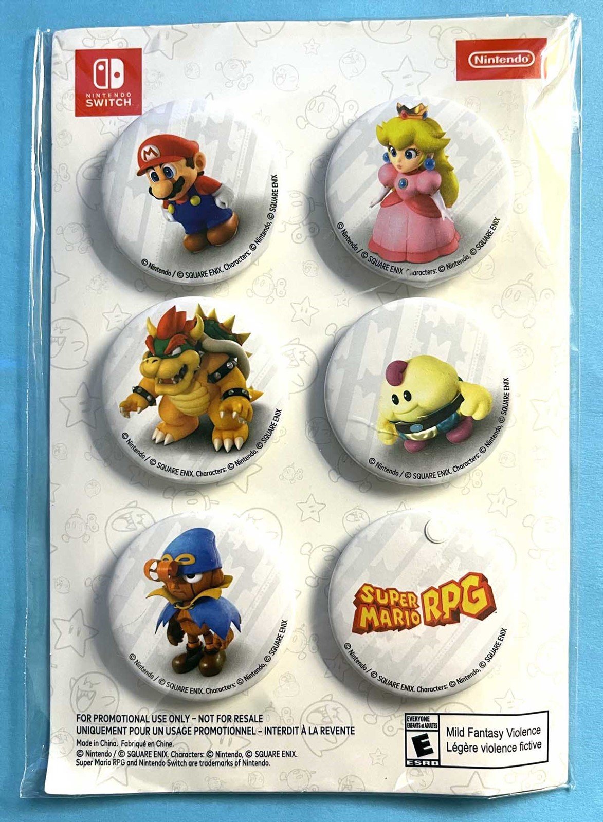 Nintendo Switch SUPER MARIO RPG set of 6 promo pins NEW Gamestop