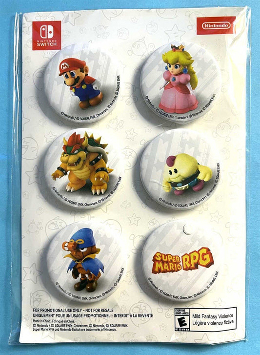 Nintendo Switch SUPER MARIO RPG set of 6 promo pins NEW Gamestop