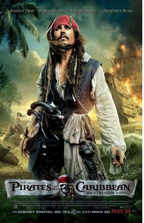 Johnny Depp PIRATES OF THE CARIBBEAN ON STRANGER TIDES movie poster 11x17