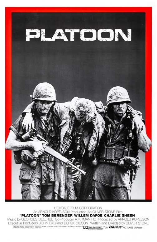 Willem Dafoe PLATOON Charlie Sheen Tom Berenger movie poster 11x17 Oliver Stone