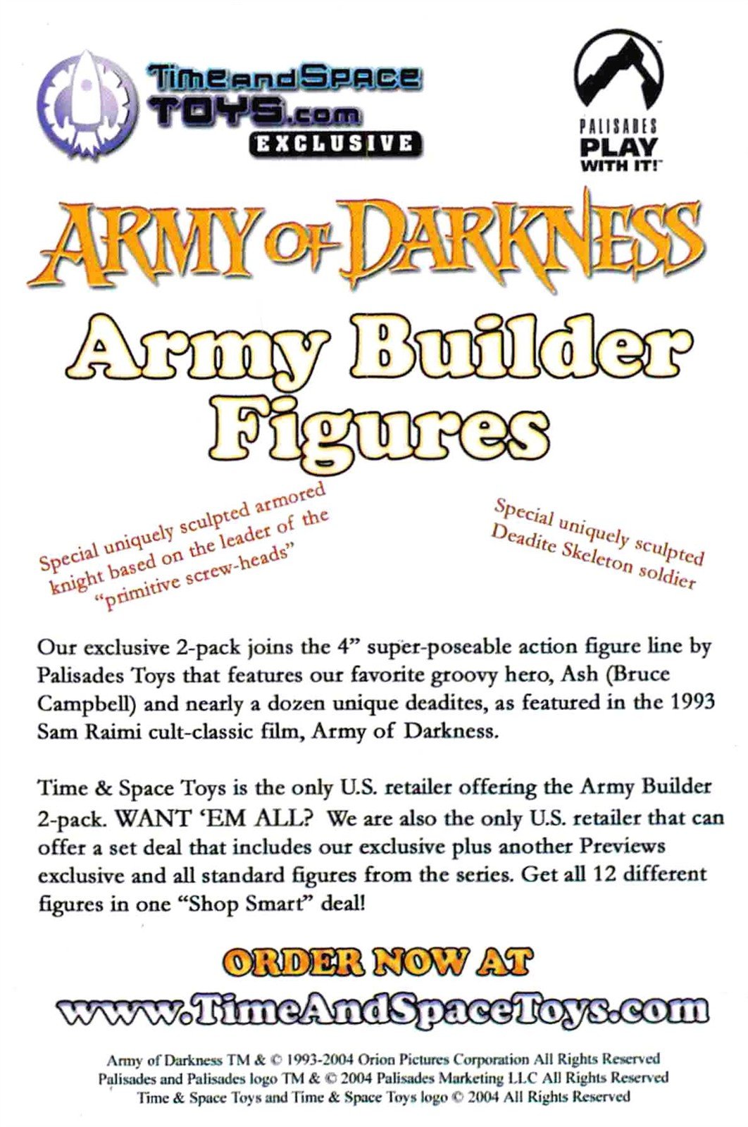 Palisades Toys ARMY OF DARKNESS Time & Space Toys promo postcard 2004