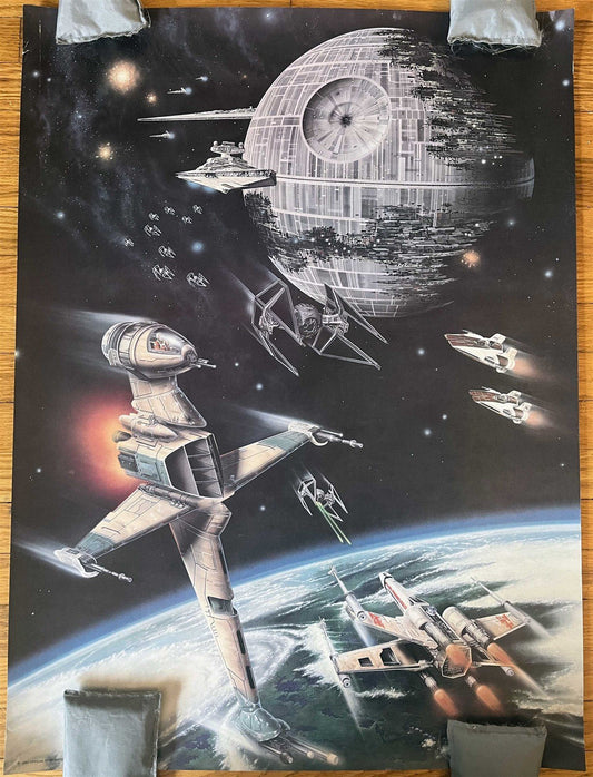 Star Wars 1983 RETURN OF THE JEDI Fan Club poster ROLLED 20x27 Death Star Battle
