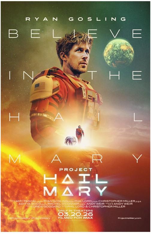 Ryan Gosling PROJECT HAIL MARY movie poster 11x17