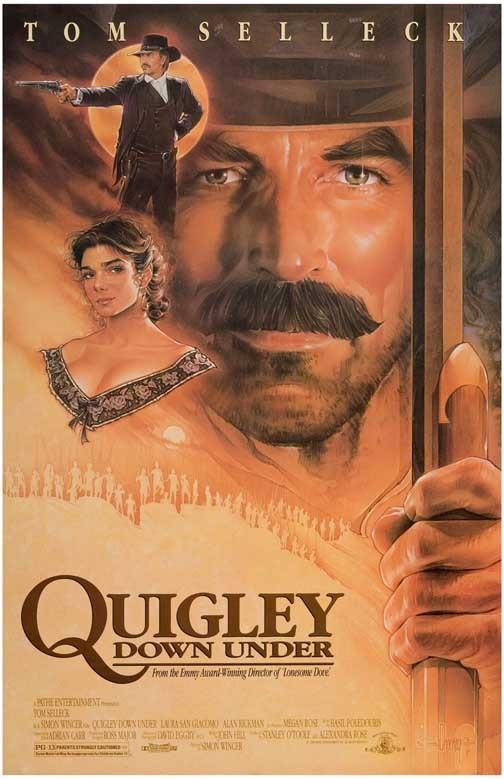 Tom Selleck QUIGLEY DOWN UNDER Alan Rickman movie poster 11x17