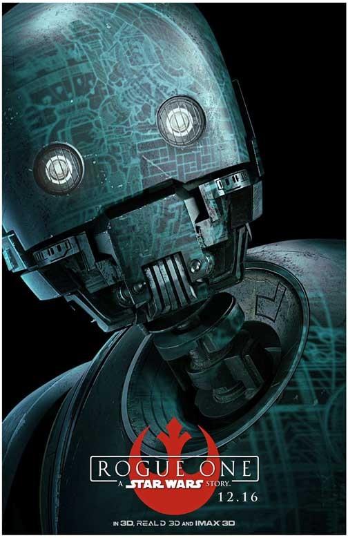 Diego Luna STAR WARS ROGUE ONE Alan Tudyk K-2SO character movie poster 11x17
