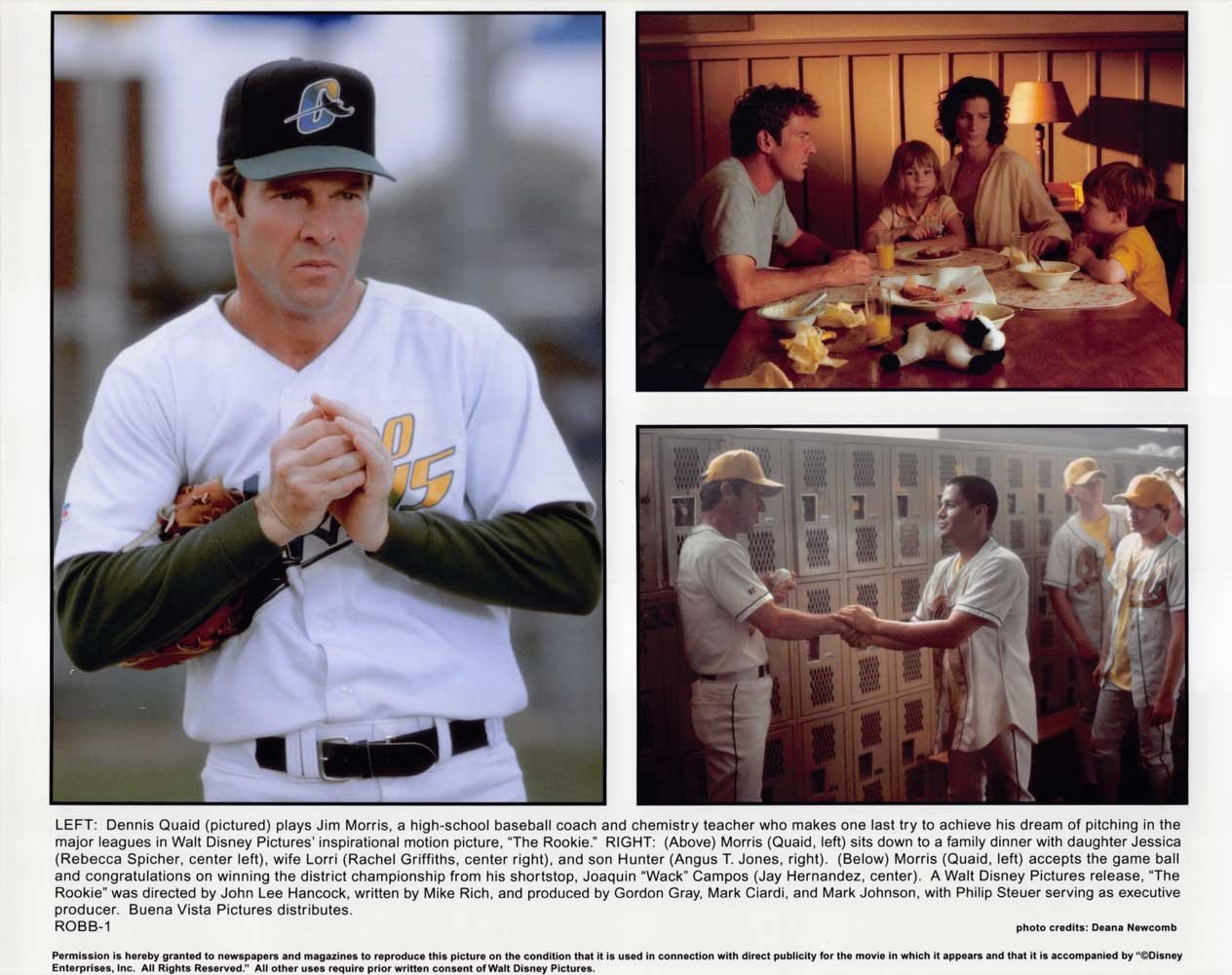 Dennis Quaid THE ROOKIE Rachel Griffiths original 10x8 color press photo 2002