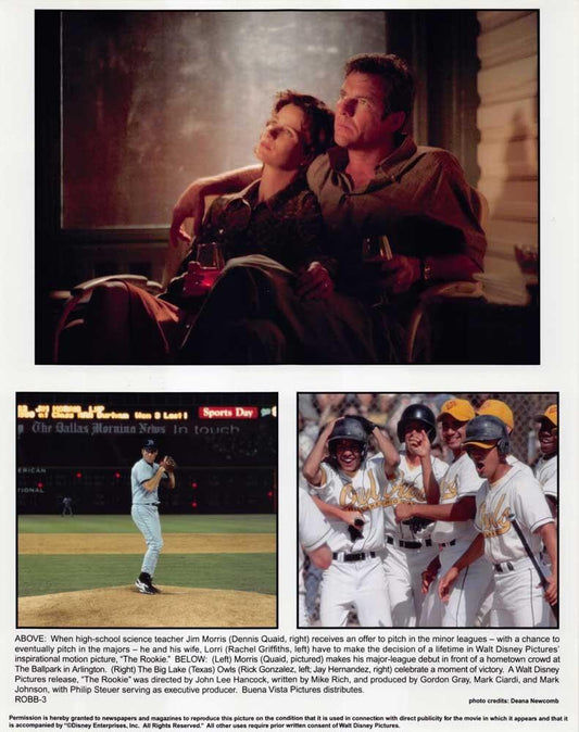 Dennis Quaid THE ROOKIE Rachel Griffiths original 8x10 color press photo 2002