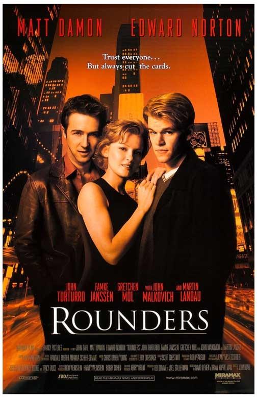 Matt Damon ROUNDERS Edward Norton Gretchen Mol Martin Landau movie poster 11x17