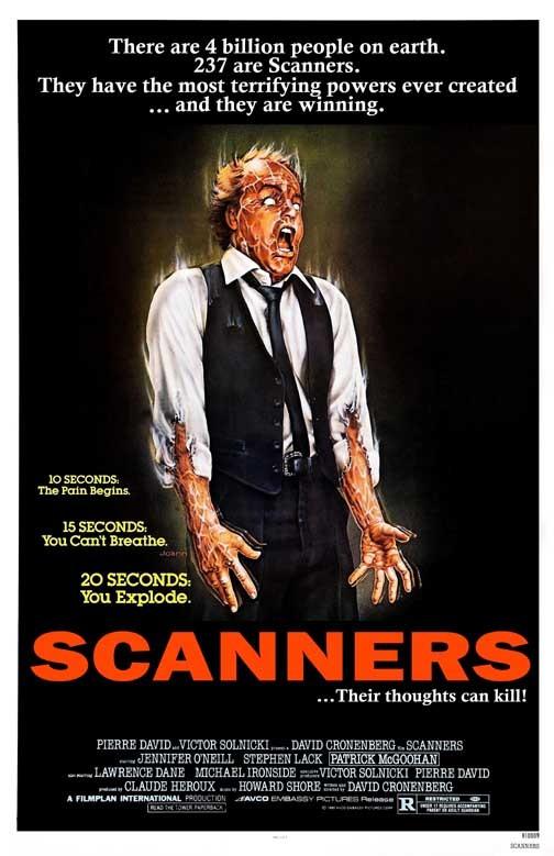 Michael Ironside SCANNERS Patrick McGoohan movie poster 11x17 David Cronenberg