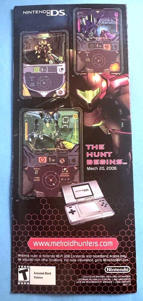 METROID PRIME HUNTERS store sell sheet brochure 2006 NINTENDO DS