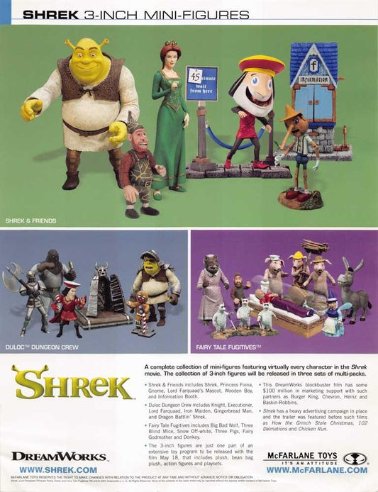 McFarlane Toys SHREK three-inch mini-figures sell sheet 2001