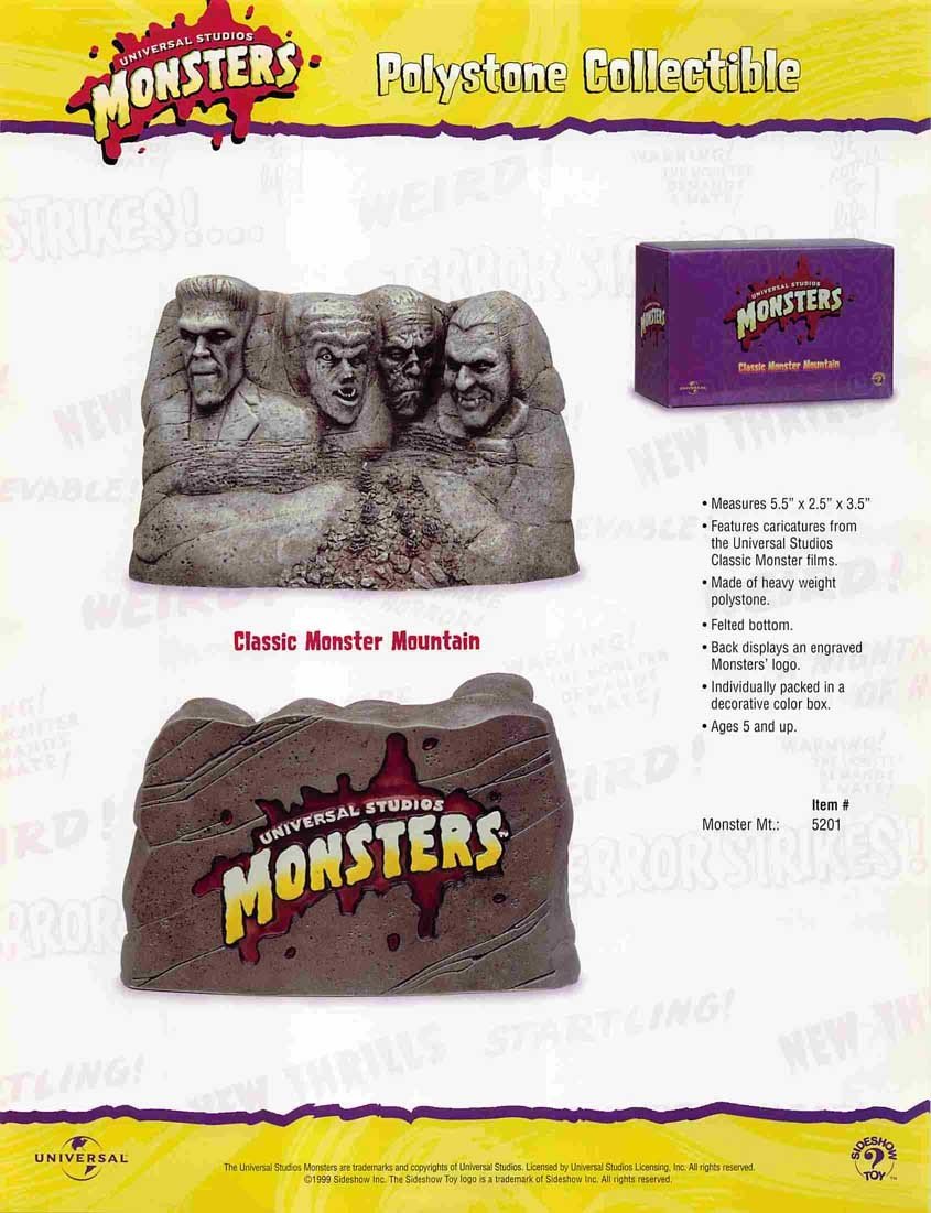 Sideshow Toy UNIVERSAL MONSTERS Monster Mountain Collectible sell sheet 1999