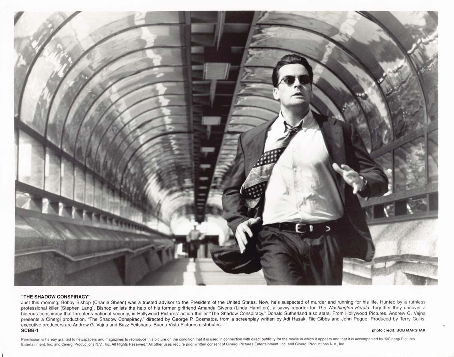 Charlie Sheen SHADOW CONSPIRACY 1997 original 8x10 press photo