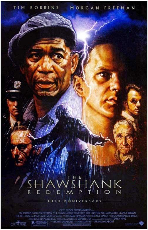 Tim Robbins SHAWSHANK REDEMPTION Morgan Freeman 10th Anniv movie poster 11x17