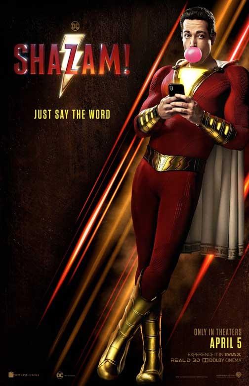 Zachary Levi SHAZAM! Mark Strong advance movie poster 11x17