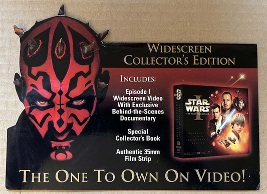 STAR WARS PHANTOM MENACE store display die-cut shelf talker DVD Widescreen