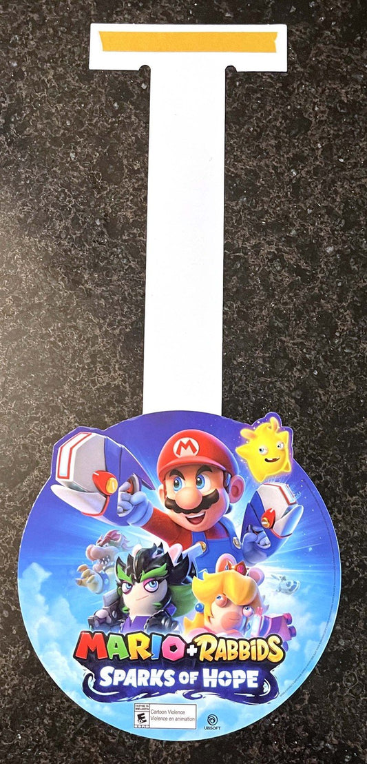 Nintendo Switch MARIO + RABBIDS SPARKS OF HOPE dangler sign shelf talker MINT