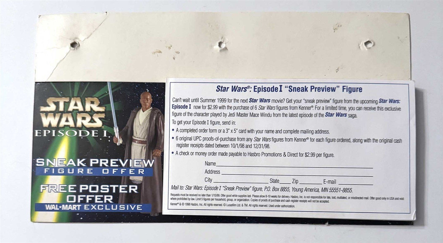 Star Wars EPISODE 1 SNEAK PREVIEW Figure Offer shelf talker store display 1999