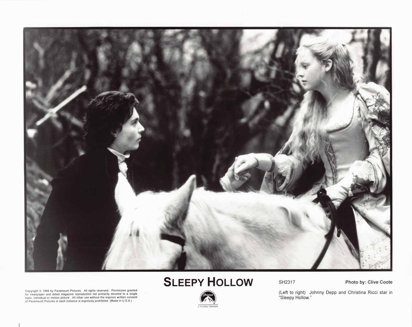 Johnny Depp SLEEPY HOLLOW Christina Ricci original 8x10 press photos 1999