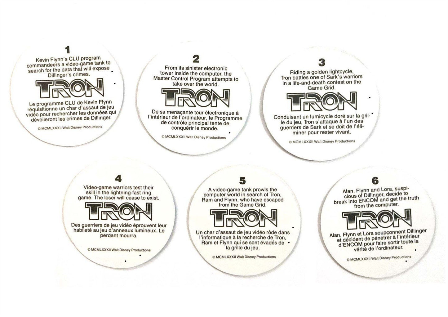Jeff Bridges TRON Bruce Boxleitner York Peanut Butter sticker set Canada 1982