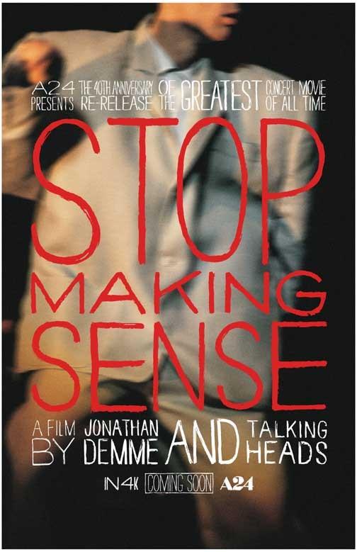 Talking Heads STOP MAKING SENSE 40th Anniversary movie poster 11x17 Demme
