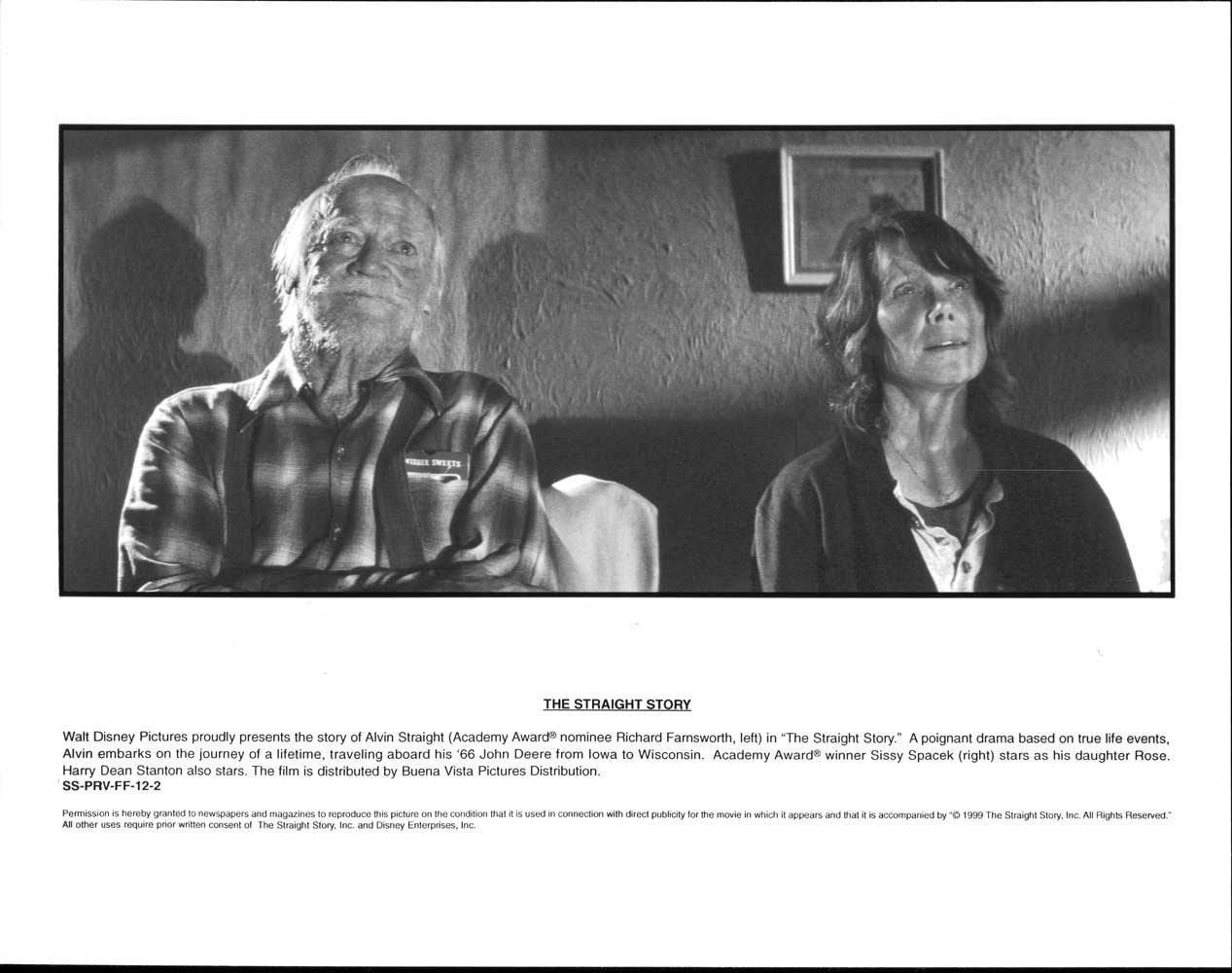 Richard Farnsworth THE STRAIGHT STORY Sissy Spacek original 10x8 press photo