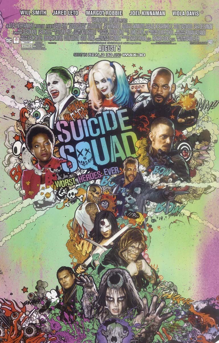 Will Smith SUICIDE SQUAD Margot Robbie original studio movie poster 11x17