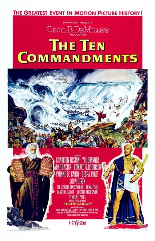 Charlton Heston TEN COMMANDMENTS Yul Brynner white movie poster 11x17