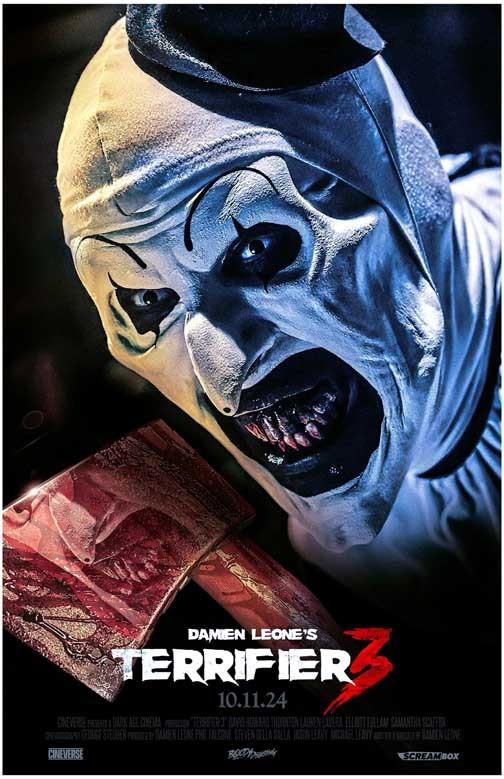 Damien Leone's TERRIFIER 3 Art the Clown advance movie poster 11x17