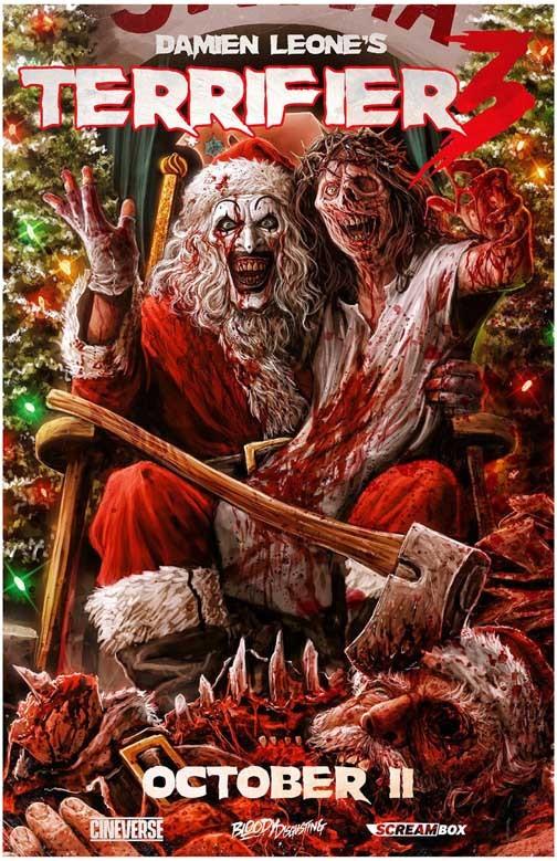 Damien Leone's TERRIFIER 3 Art the Clown Santa advance movie poster 11x17 v2