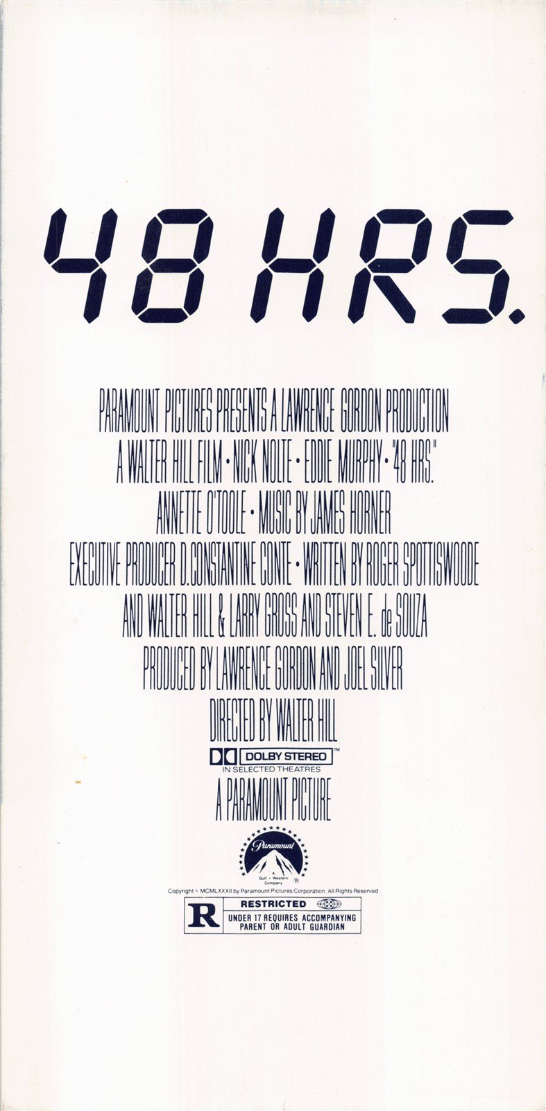 Eddie Murphy 48 HOURS Nick Nolte premiere ticket 1982