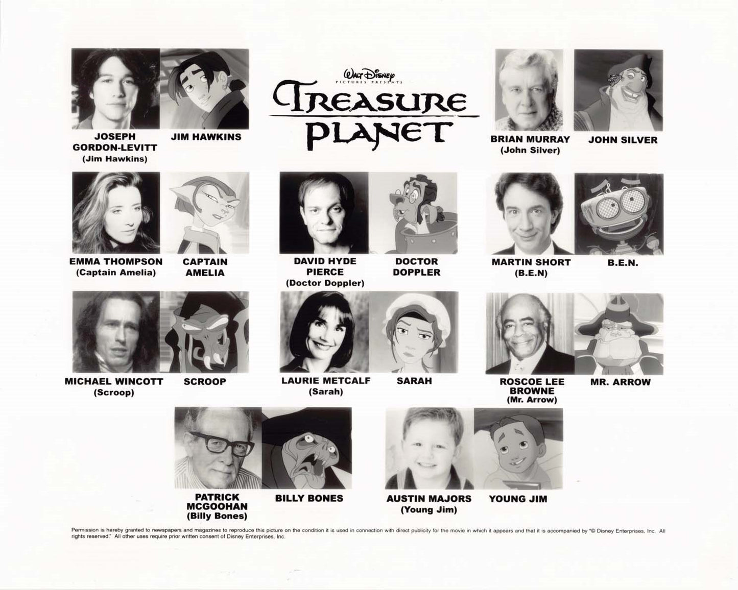 Disney Joseph Gordon-Levitt TREASURE PLANET original press kit