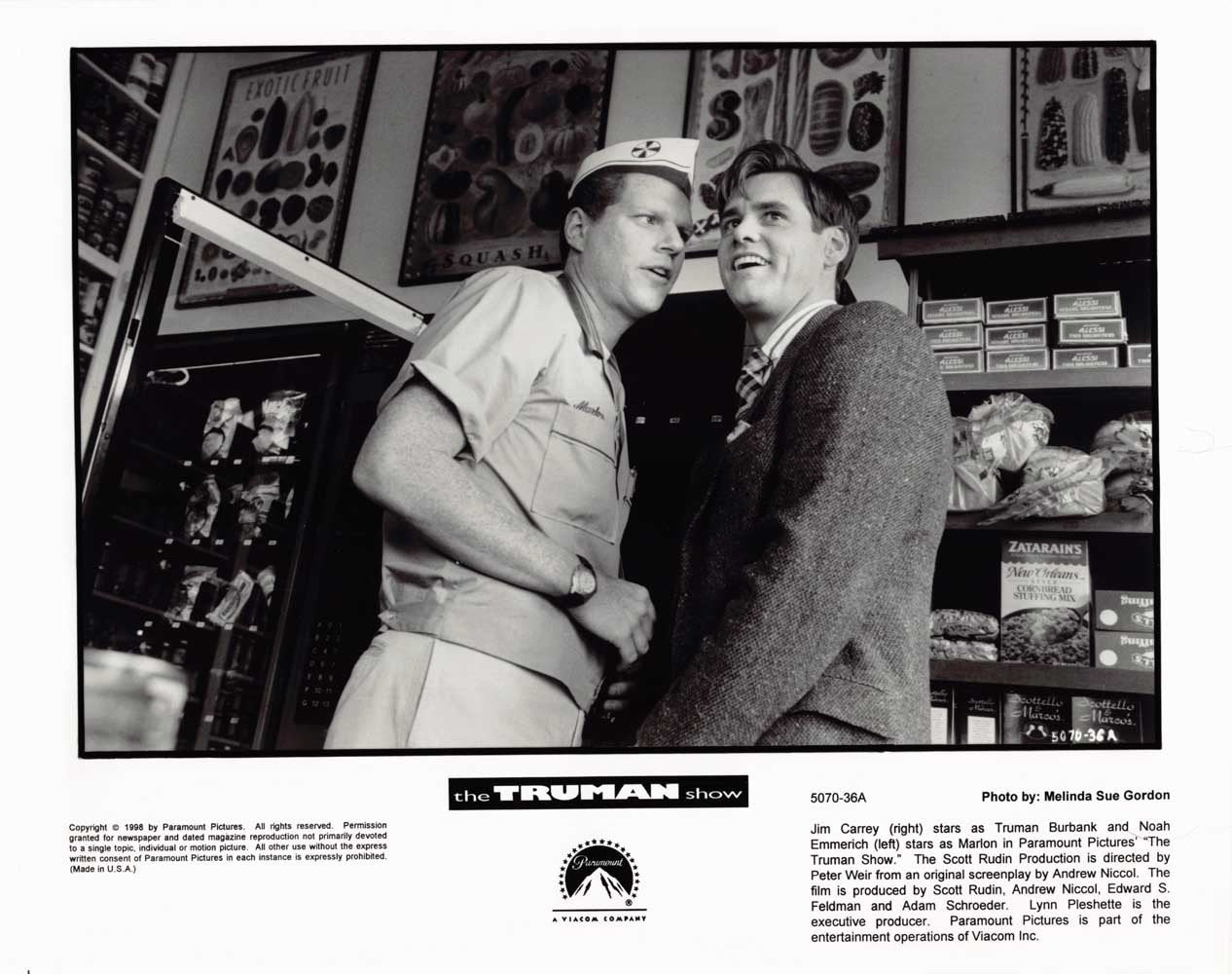 Jim Carrey TRUMAN SHOW Noah Emmerich original 10x8 press photo 1998