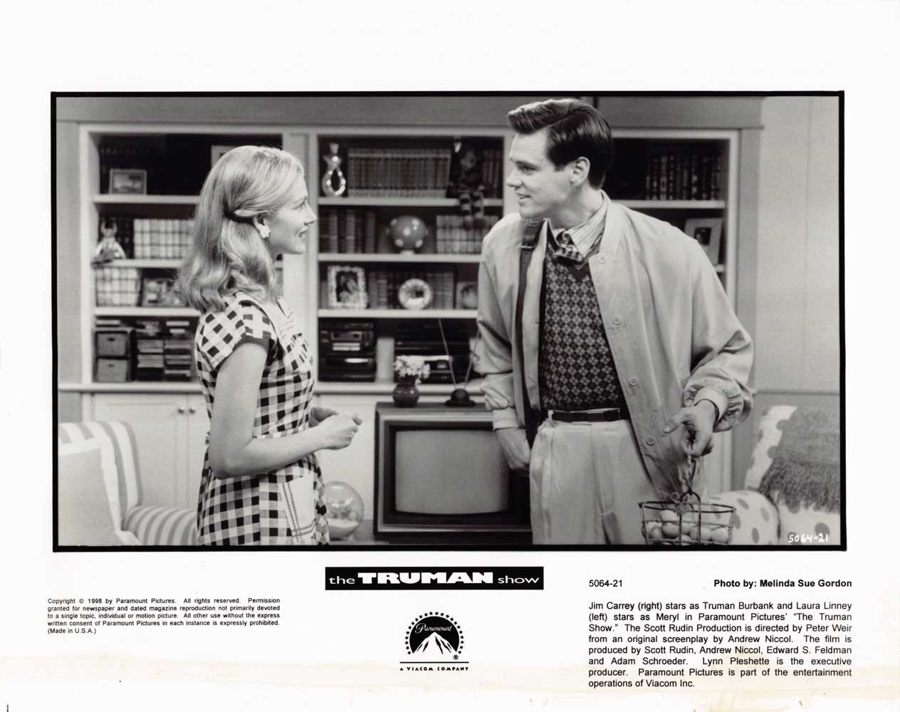 Jim Carrey TRUMAN SHOW Laura Linney original 10x8 press photo 1998