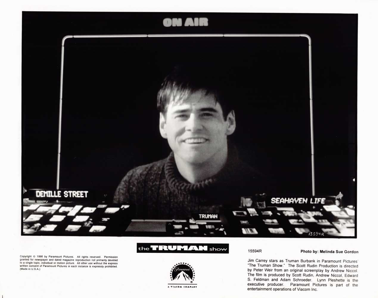 Jim Carrey TRUMAN SHOW original 10x8 press photo 1998